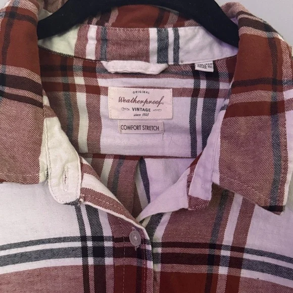 Weatherproof Vintage Orange and White Plaid Shirt - Picture 3 of 6